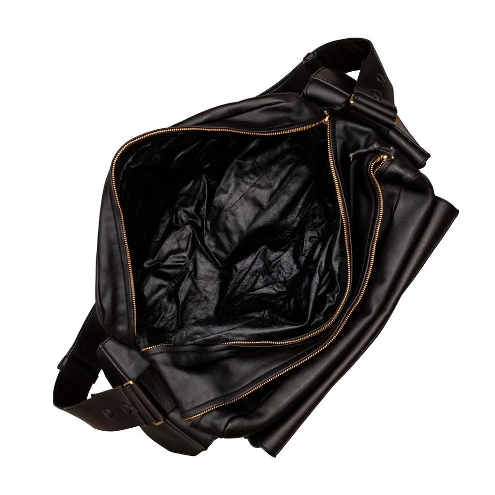 Vntg 1990s Bottega Veneta Dark Brown Leather Multi Pocket Messenger Shoulder Bag